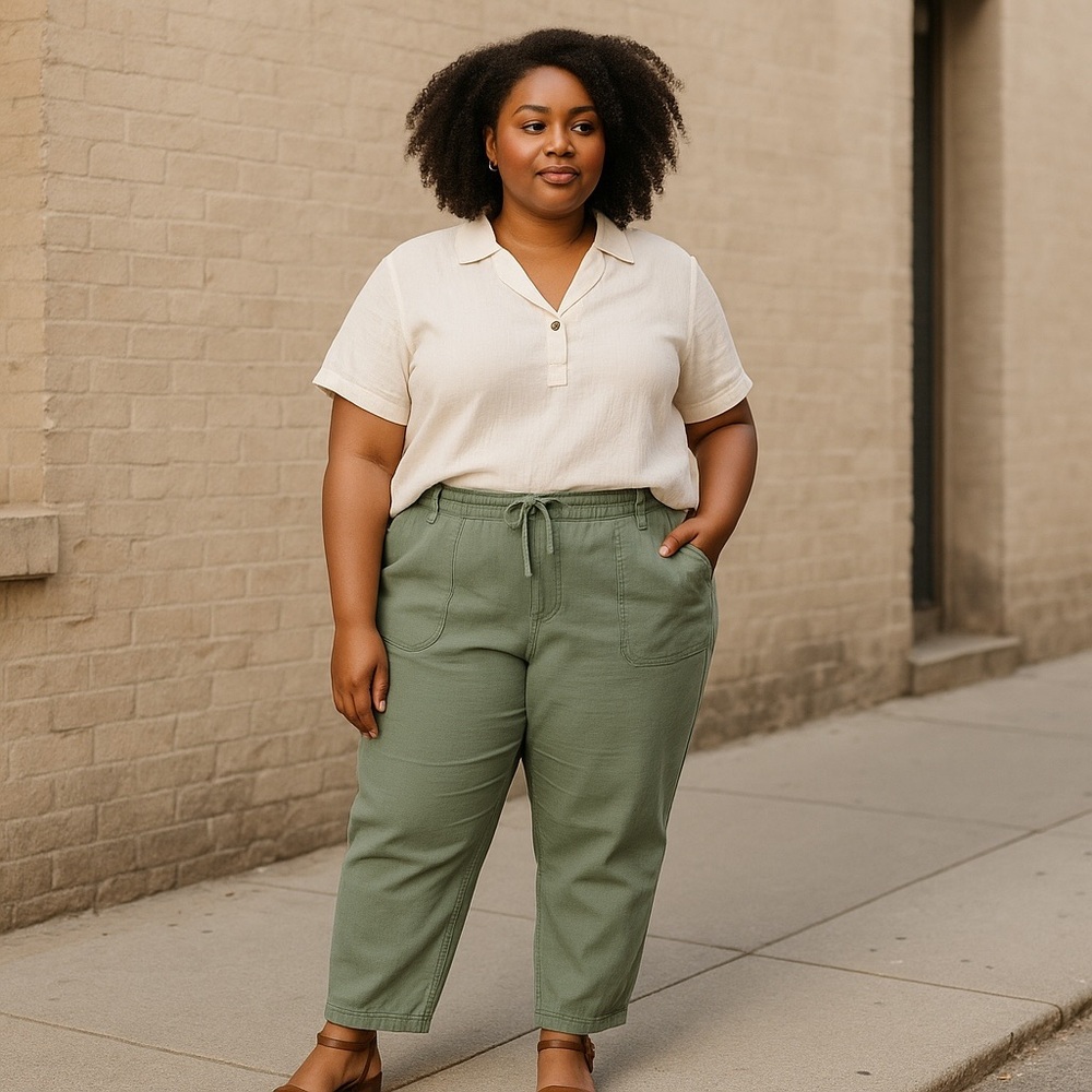 American eagle green linen blend cargo pants